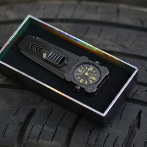 MOUNT WOLF Double Jet Flame Refillable Cigarette Lighter Gas Lighter With Analog Clock Steel Gas Lighter