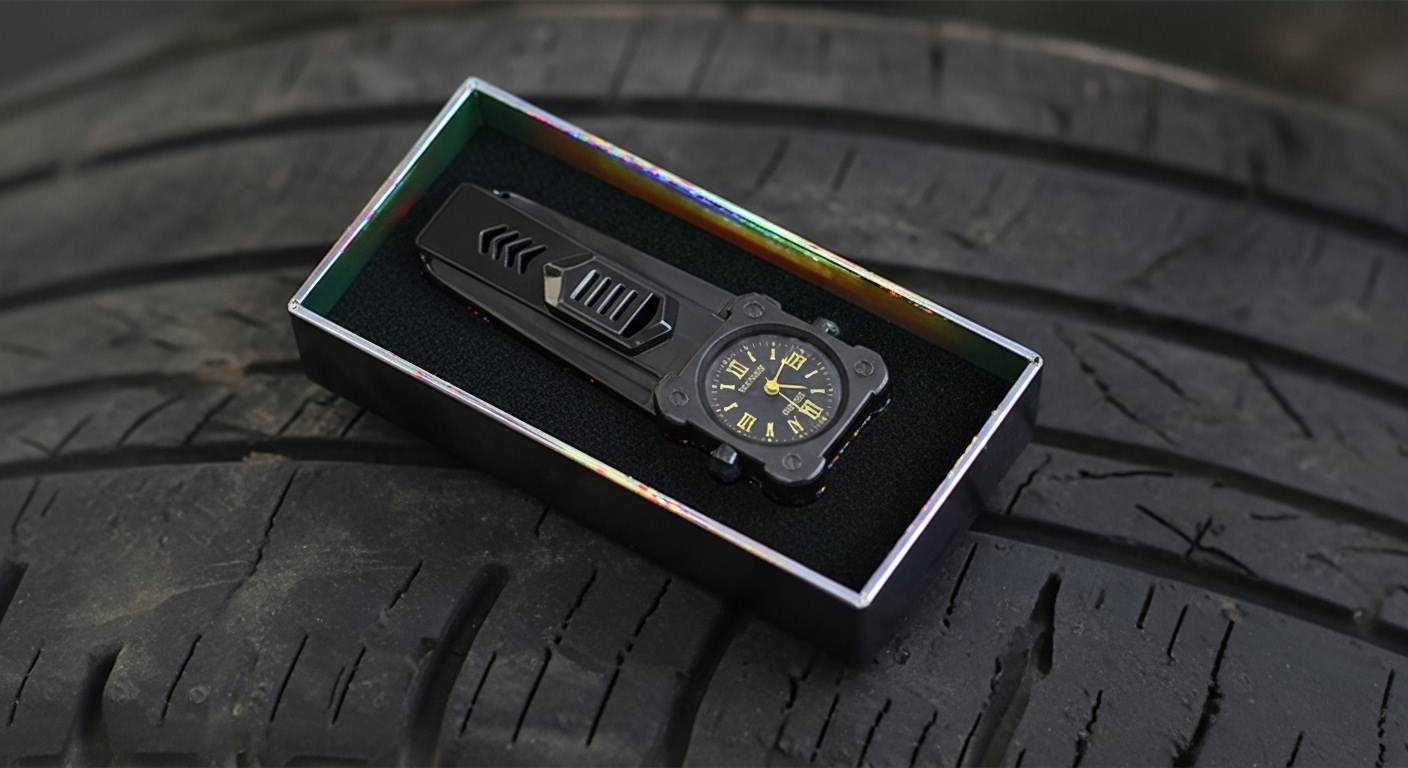 MOUNT WOLF Double Jet Flame Refillable Cigarette Lighter Gas Lighter With Analog Clock Steel Gas Lighter