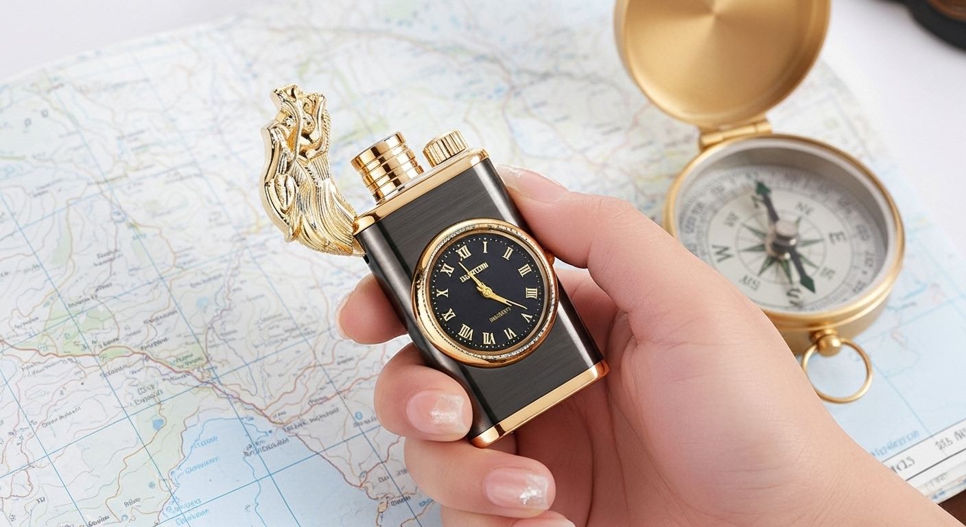 Double Flame Clock Dragon Lighter